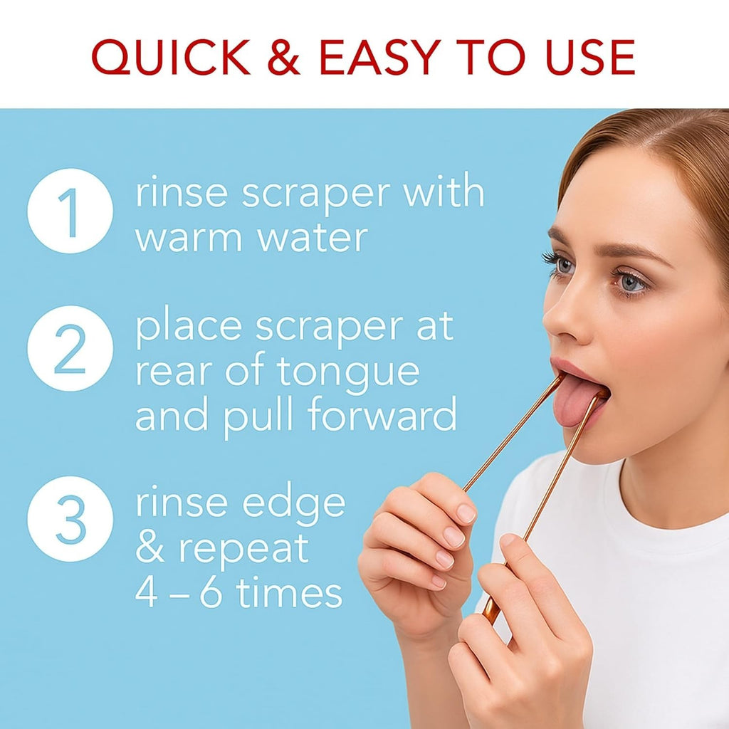 Copper Tongue Scraper 2 Pack - Natural Oral Hygiene Cleaner for Fresh Breath
