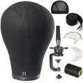 21-Inch Cork Canvas Wig Head with Stand for Styling & Display