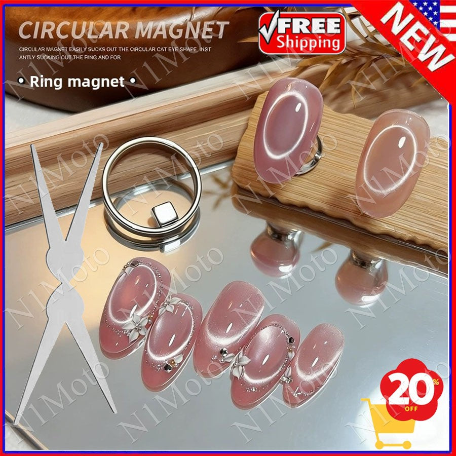 Double-Head Cat Eye Magnet Nail Art Set for French Manicure - Silver