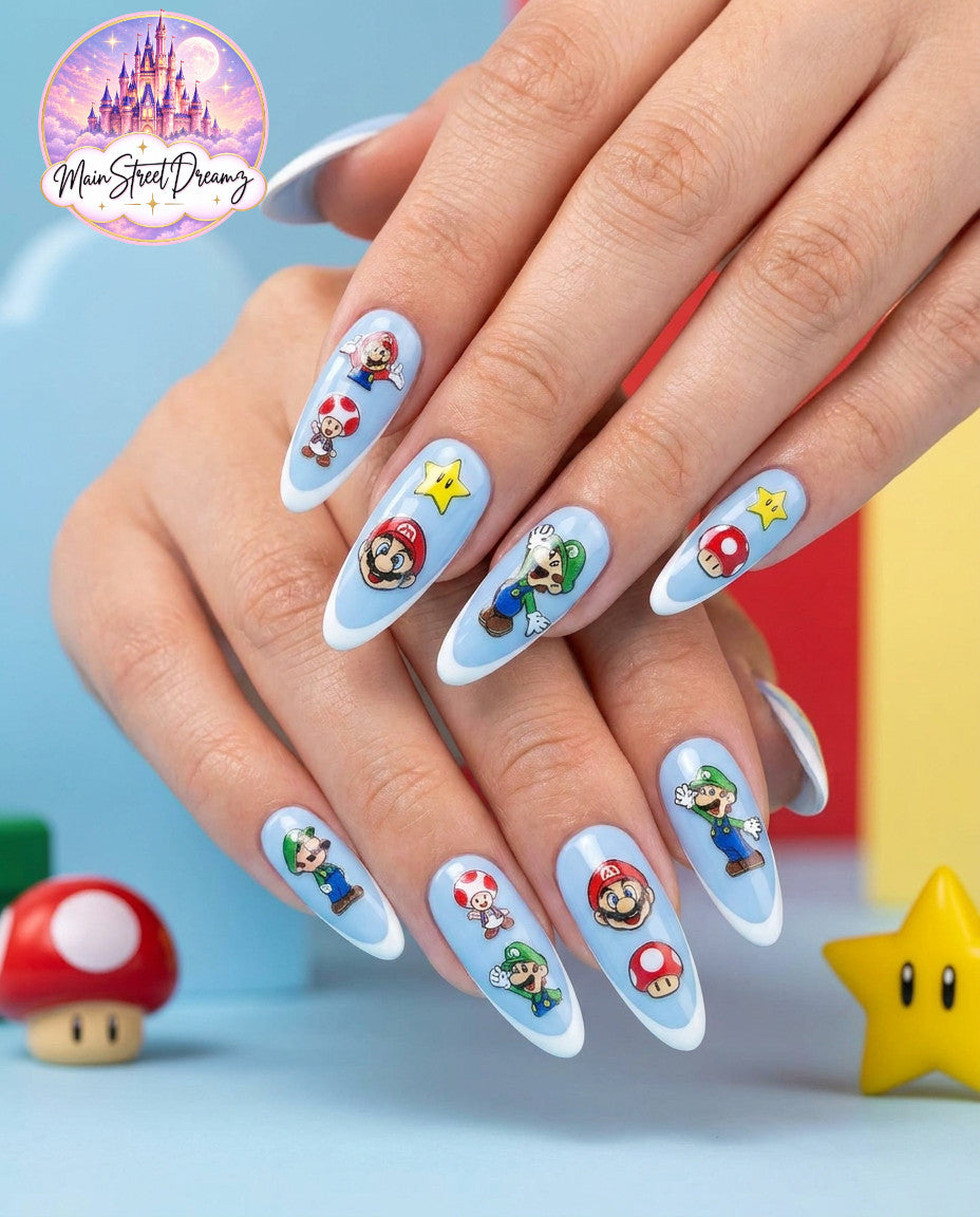 5D Super Mario Bros Nail Stickers - Character Art for Nails