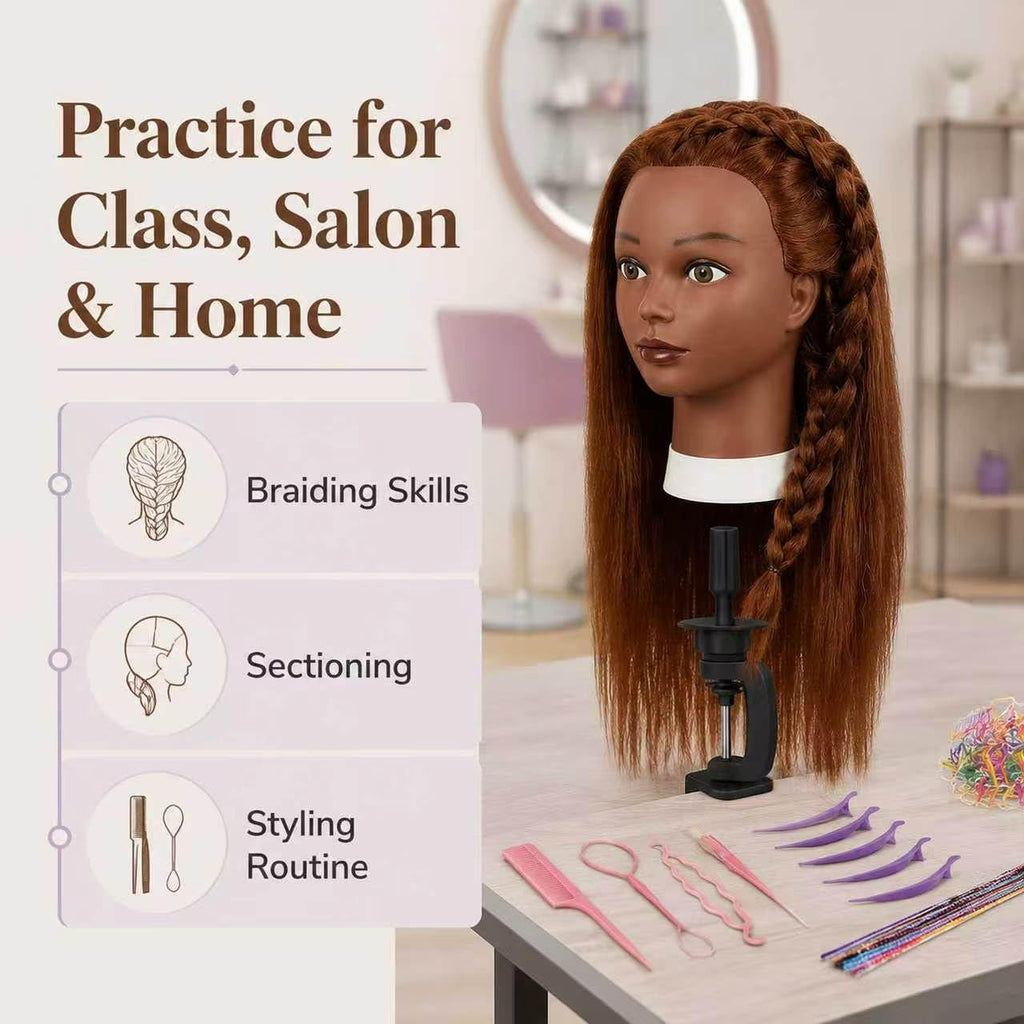 16-Inch Human Hair Mannequin Head for Hairstyling & Training