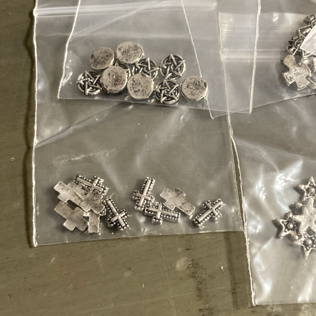 10 Packs of 10 Silver 3D Cross Nail Art Charms for Manicures
