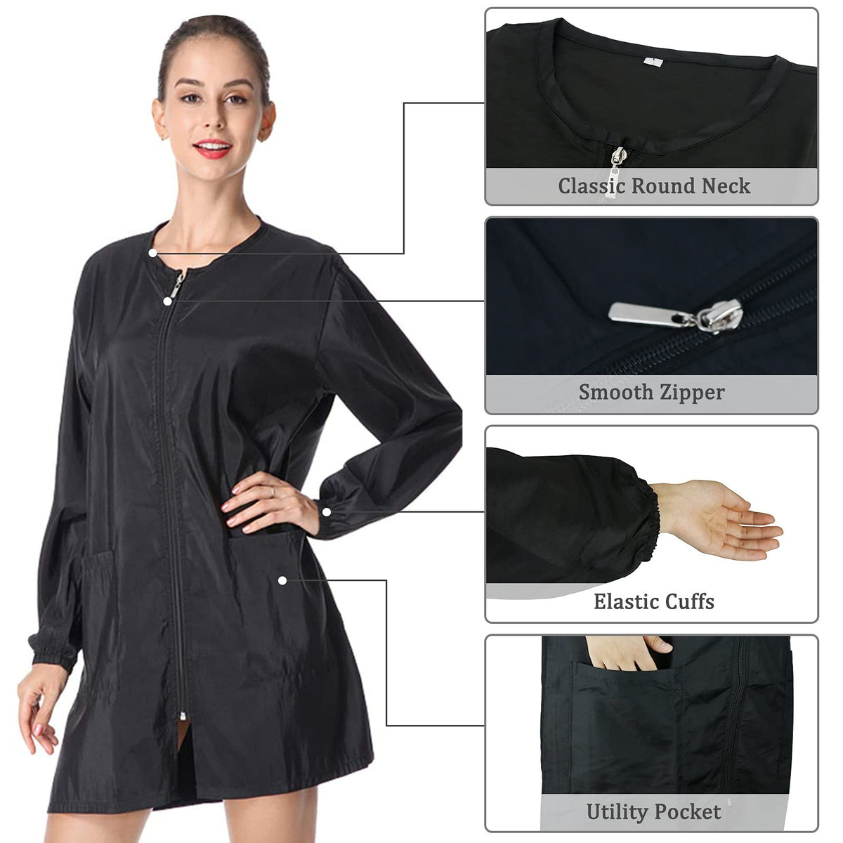 Waterproof Salon Stylist Jacket with Pockets - Professional Hair Cape