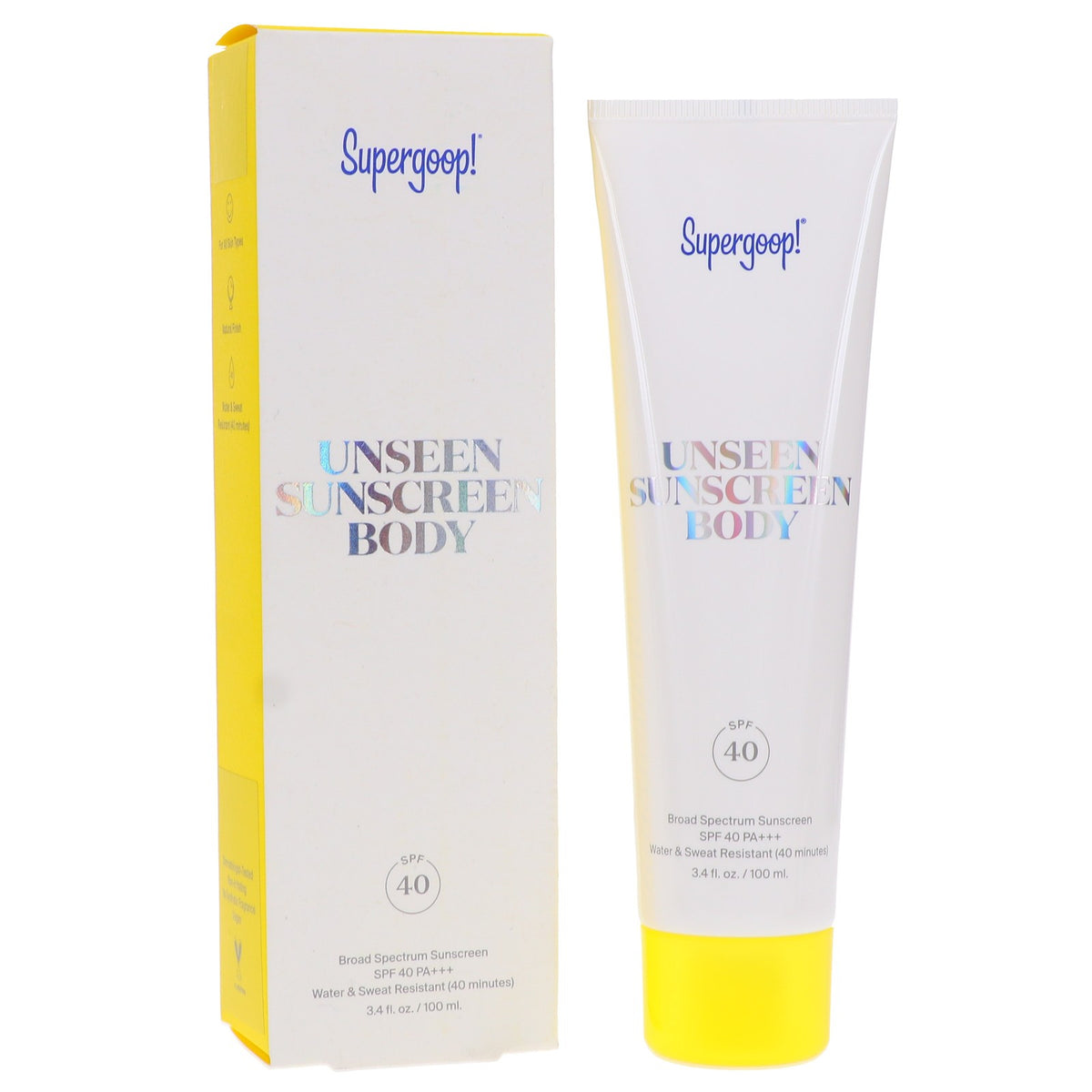Unseen Sunscreen Body SPF 40 - Invisible, Weightless Sun Protection 3.4 oz