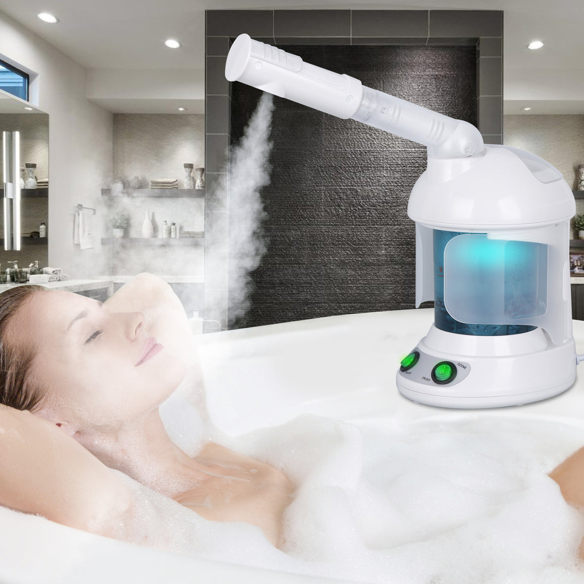 Blue 2-in-1 Hair and Facial Steamer Portable Sauna with Ozone