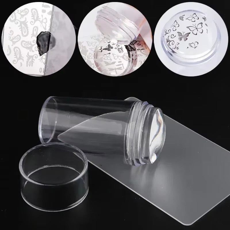 Silicone Nail Stamper Set with Scraper and Templates for Nail Art DIY