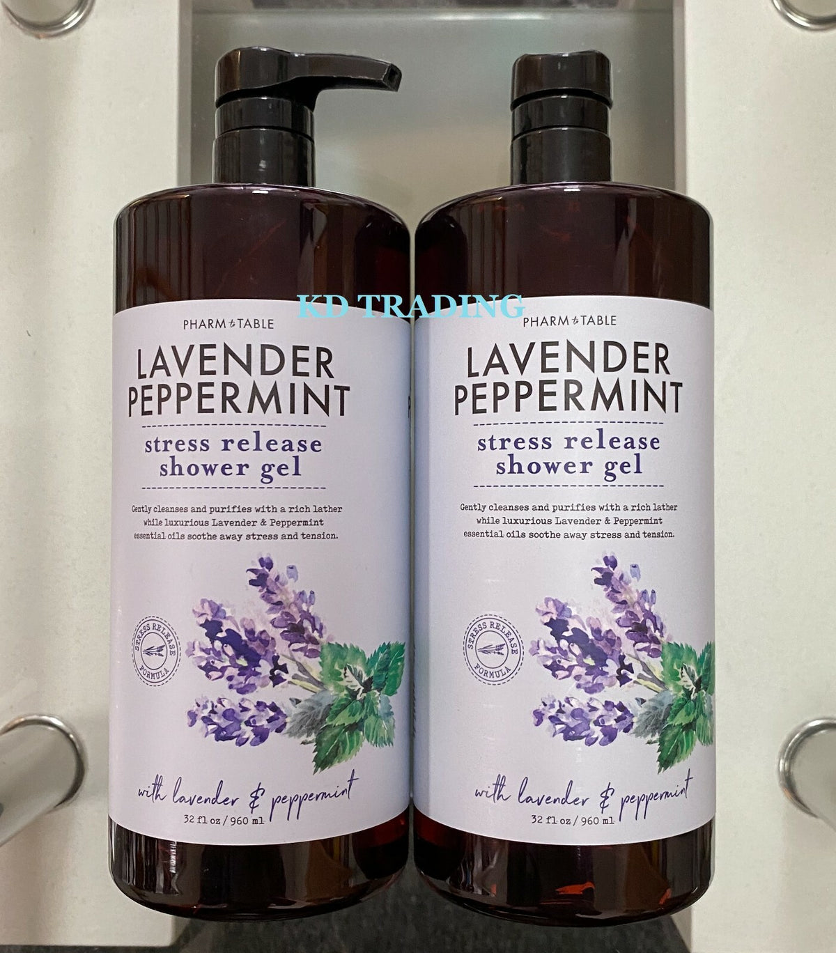 (2-Pack) Stress Relief Lavender Peppermint Shower Gel - Soothing Body Wash for Relaxation