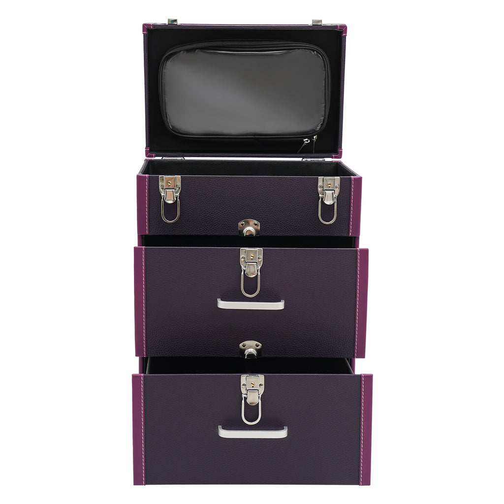 Large Waterproof Rolling Makeup Case Trolley with Multiple Compartments