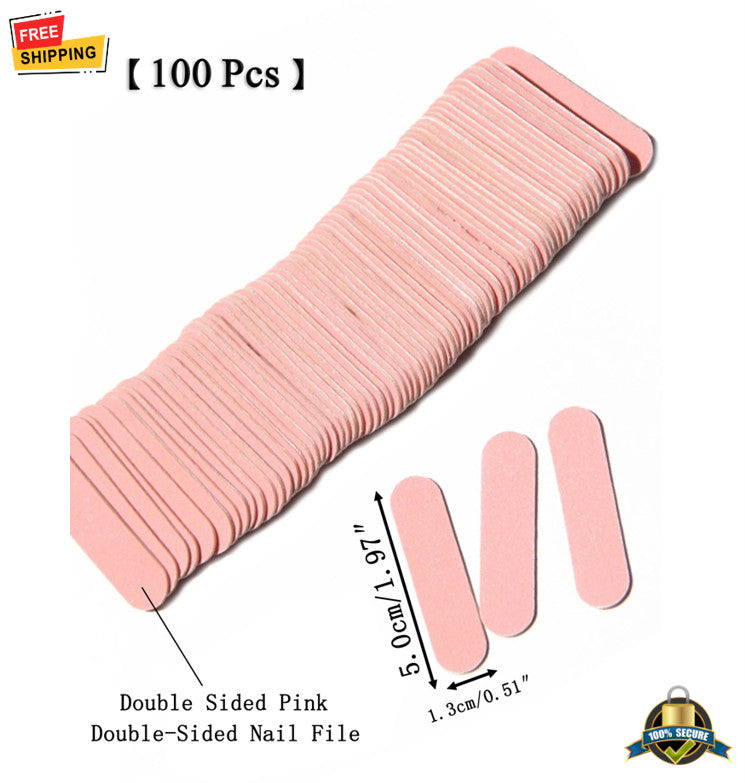 Mini Pink Nail Files Set - Double-Sided Emery Boards for Manicure & Pedicure