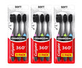 9 Pc Charcoal Toothbrush Set - Slim Soft Tip Bristles for Whiter Teeth