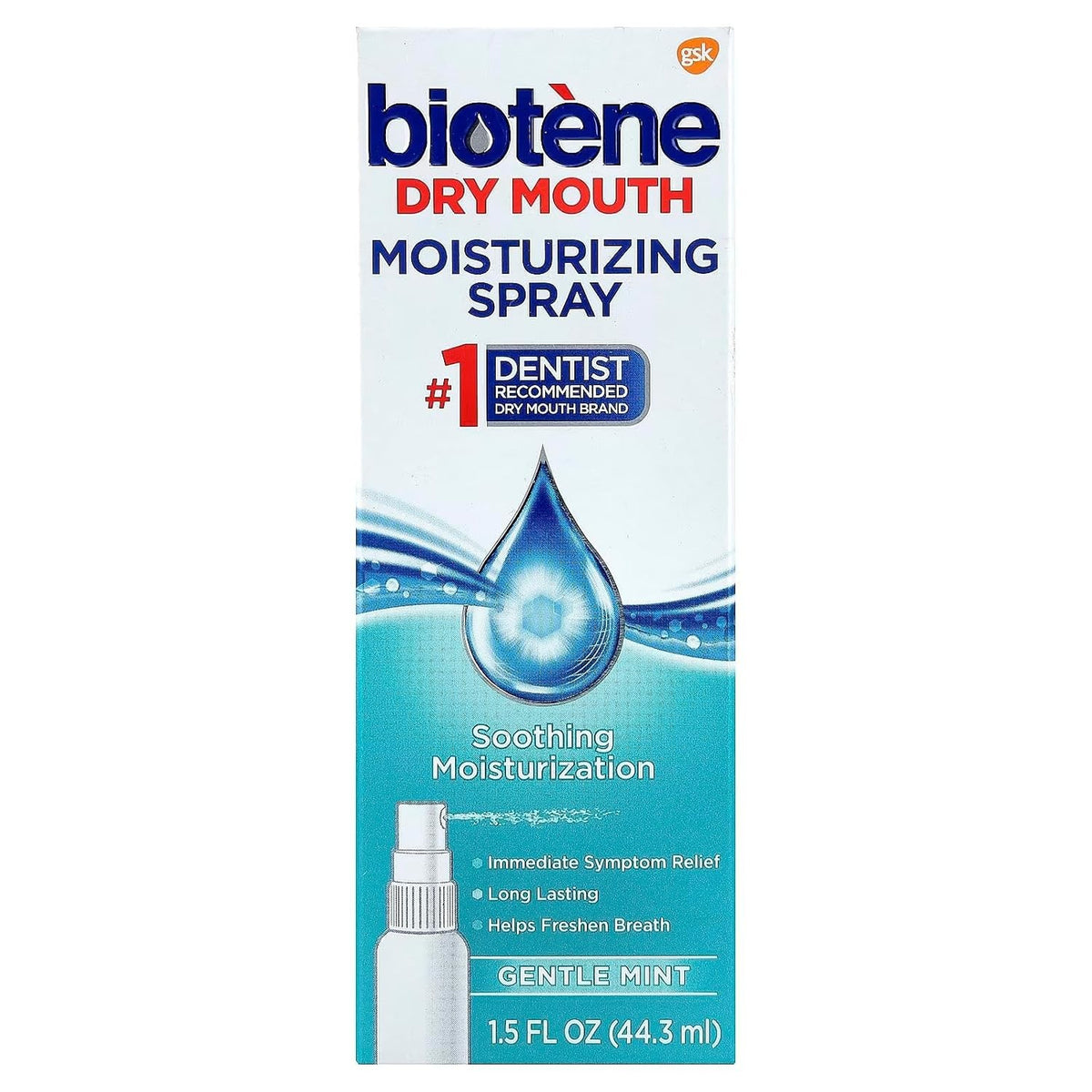 Moisturizing Mouth Spray for Dry Mouth Relief - Sugar-Free, Gentle Mint, Pack of 3