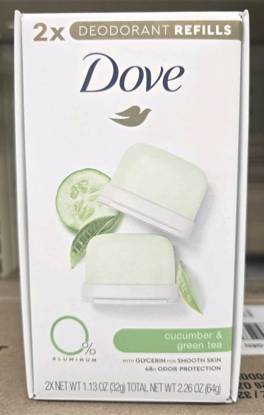Dove Cucumber & Green Tea Aluminum Free Deodorant Refills - Bulk 12 Pack