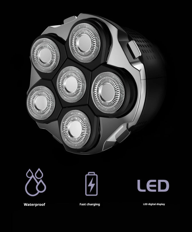 Waterproof 5D Rotary Electric Shaver for Bald Men - Cordless USB Rechargeable
