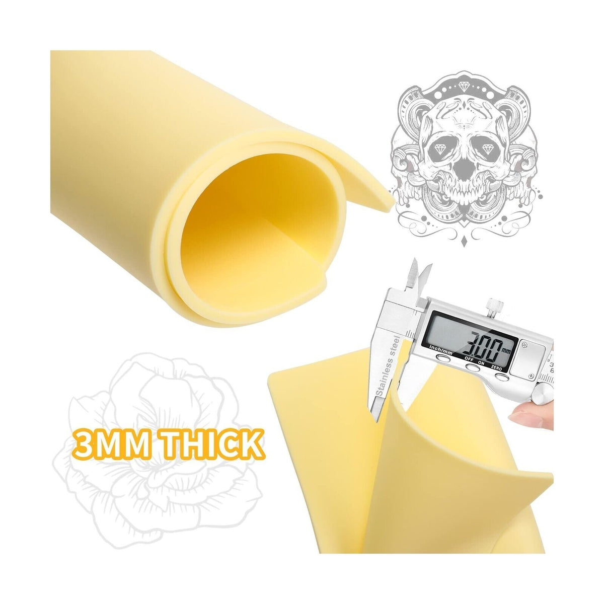 Tattoo Practice Skin Kit 6 Pcs 3mm 12x8in Flexible Silicone Fake Skin for Tattooing