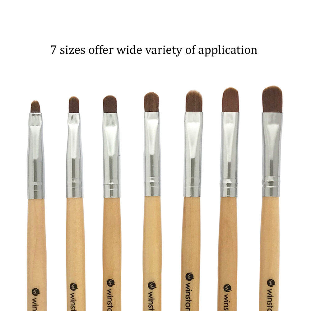 Gel Nail Brush Set - 7 Assorted Oval Nail Art Brushes for UV Gel & Poly Gel