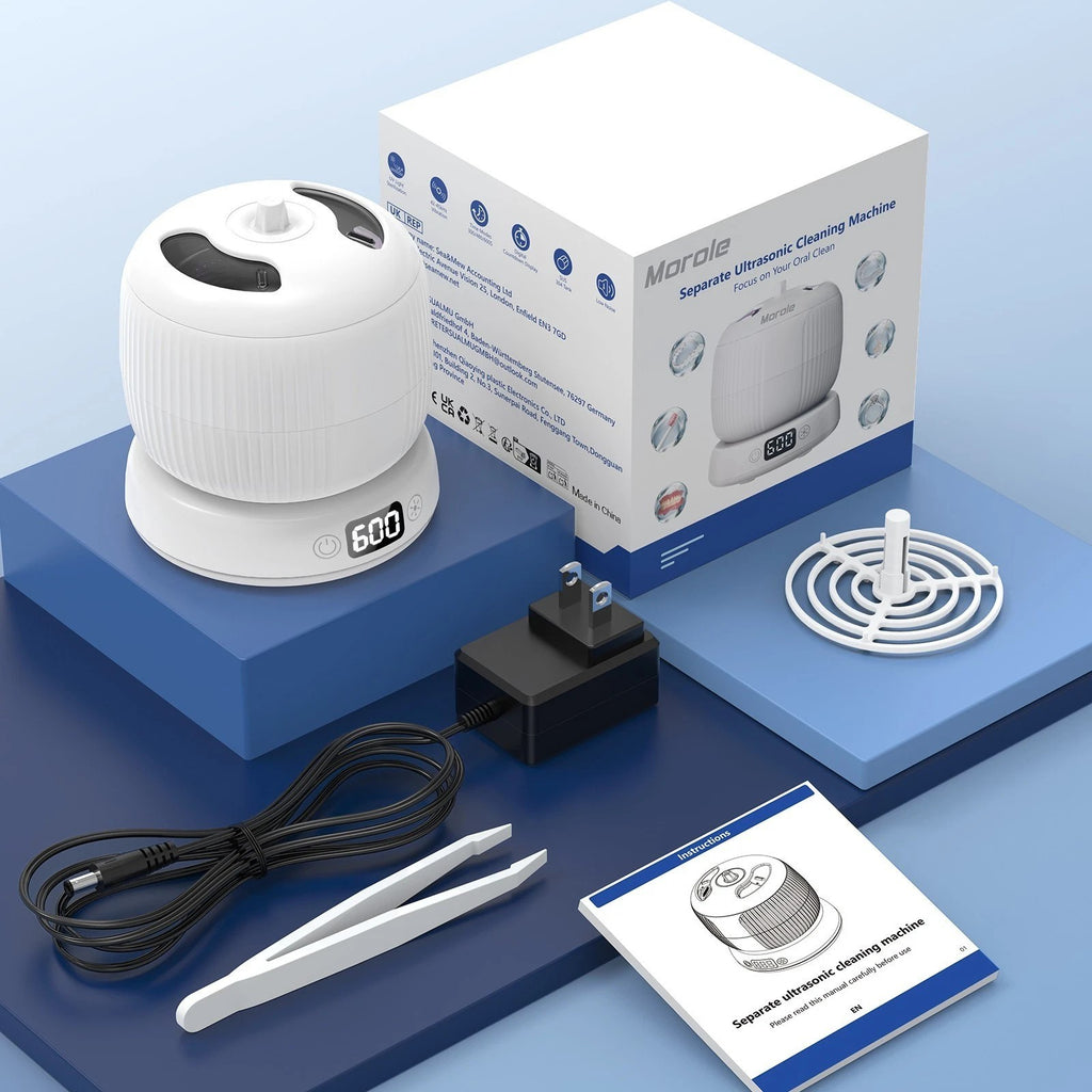 Ultrasonic Retainer and Denture Cleaner Machine - Portable Jewelry & Mouth Guard Cleaner