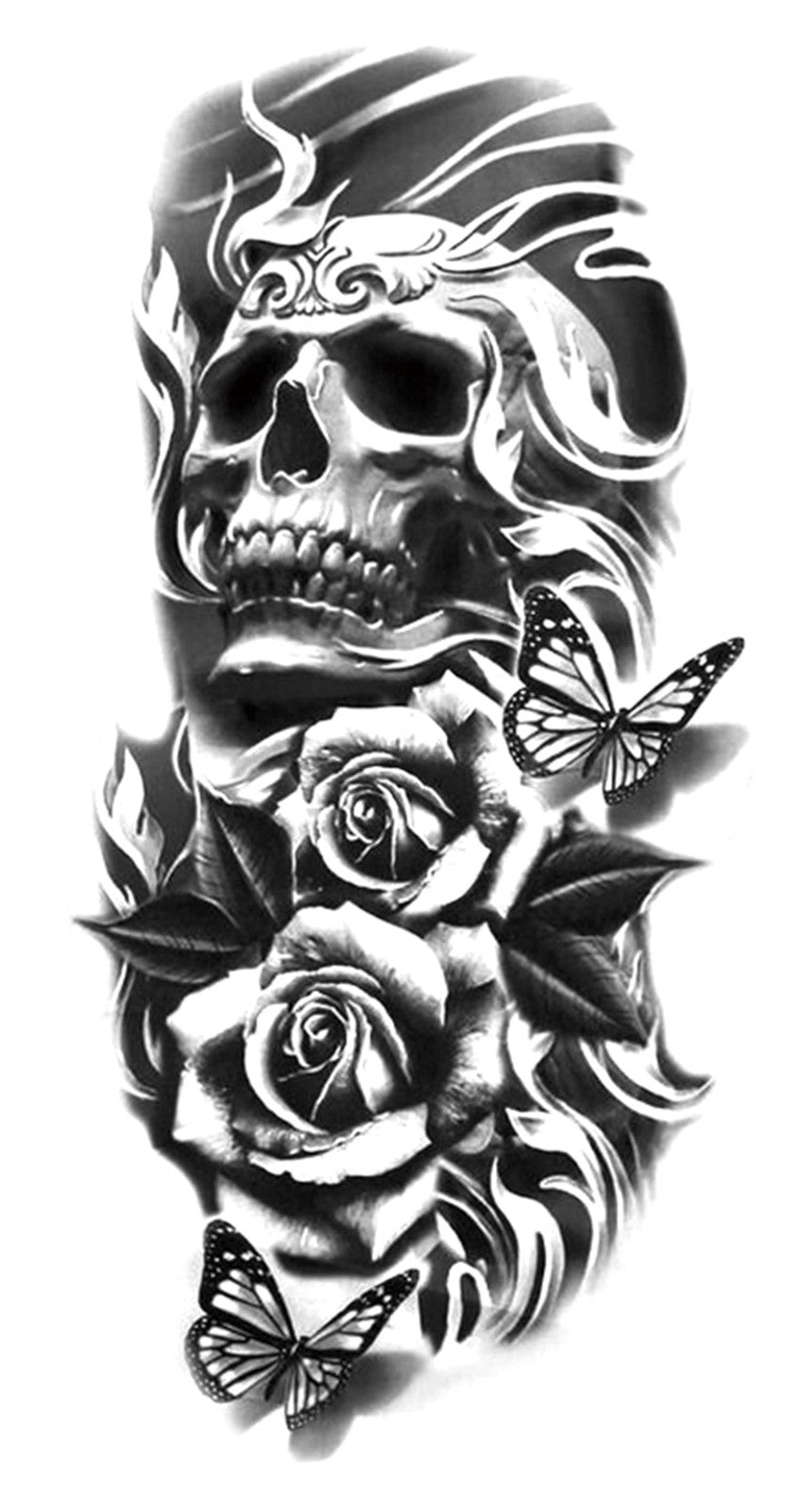 6 Sheets Waterproof Temporary Tattoo Stickers for Arm & Body - Skull Pattern