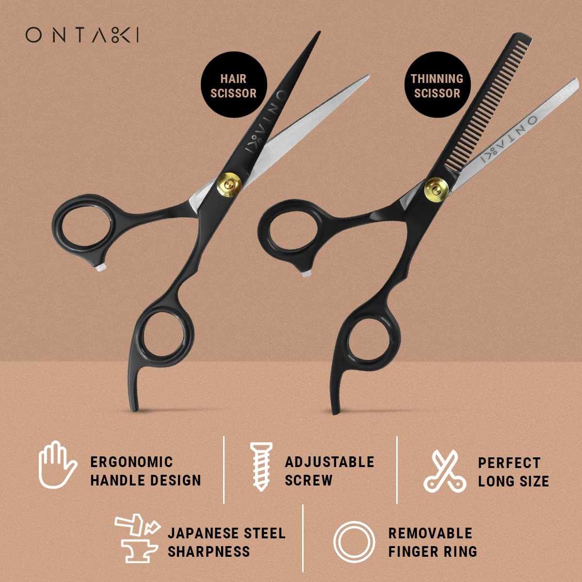 7 Inch Japanese Steel Hair Cutting Thinning Scissors Kit Black Barber Shears