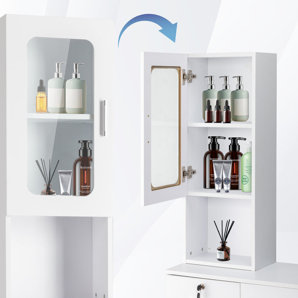 Salon Station Barber & Beauty Spa Storage Cabinet with Glass Door and Drawers