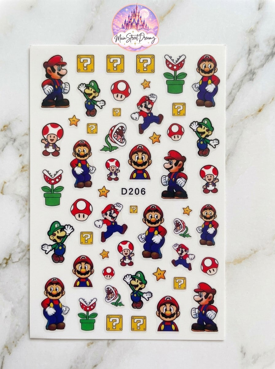 3D Mario Bros Character Nail Stickers for Nail Art - Kids & Teen Manicure