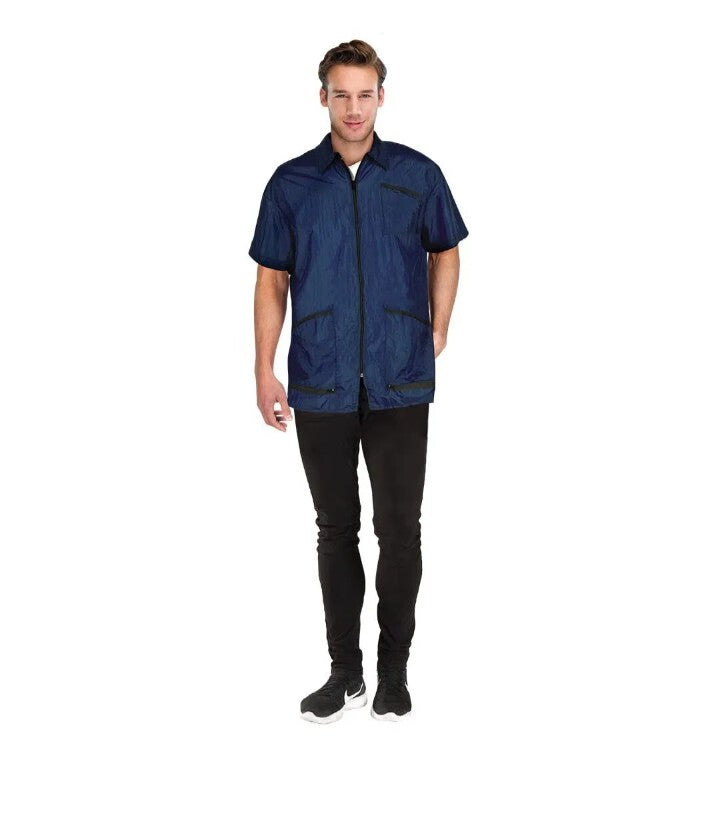Premier Barber Jacket Size S Navy Blue Zip Front Water Resistant
