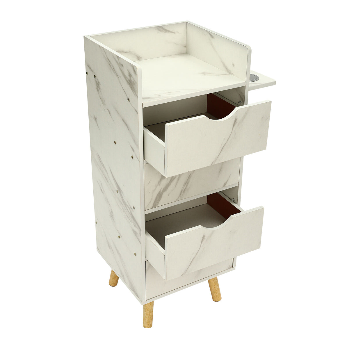 Salon Storage Cabinet with 4 Drawers and Hair Dryer Holders for Barber Shop or Home Use