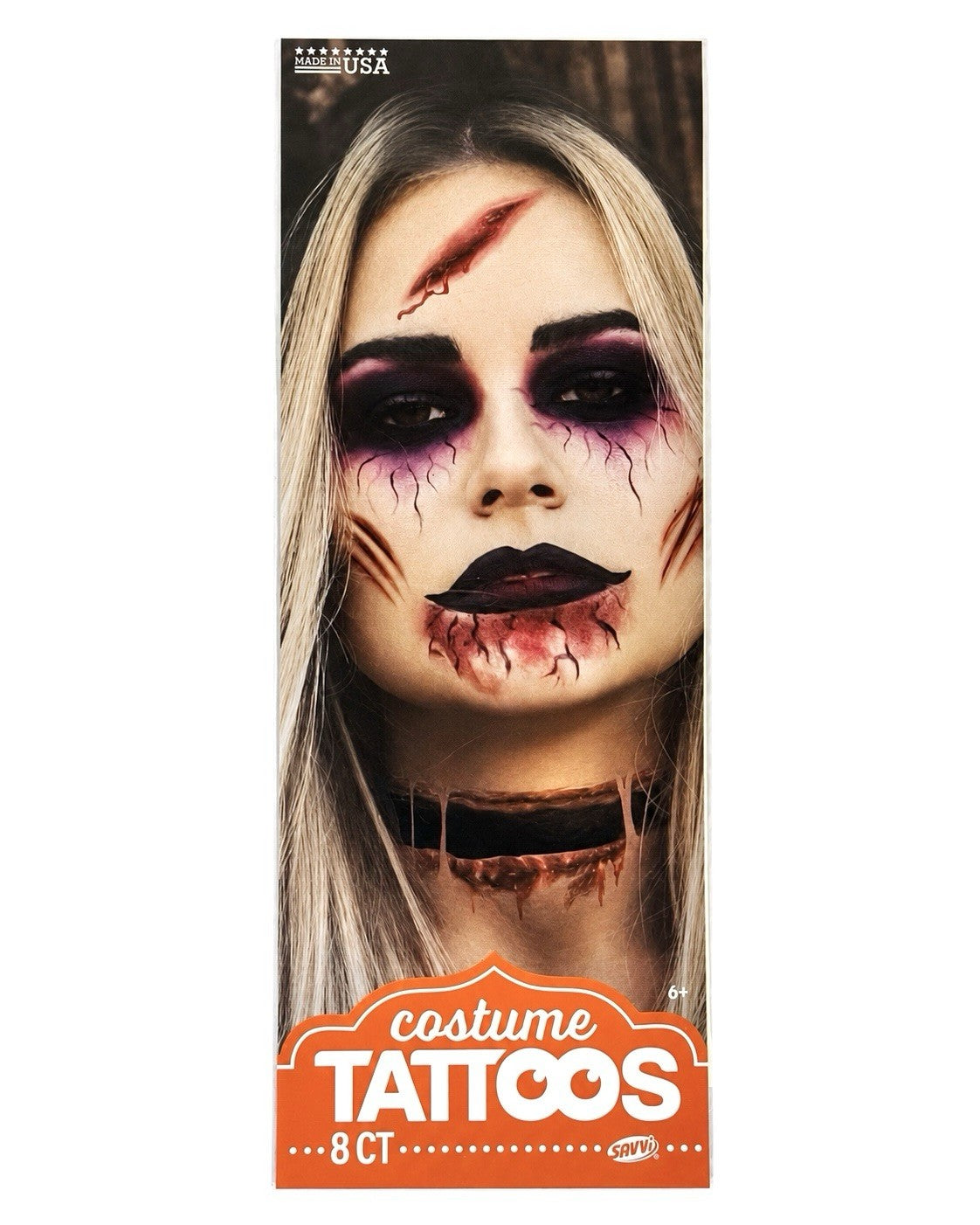 Halloween Bleeding Wounds Fight Horror Temporary Tattoos 8pc