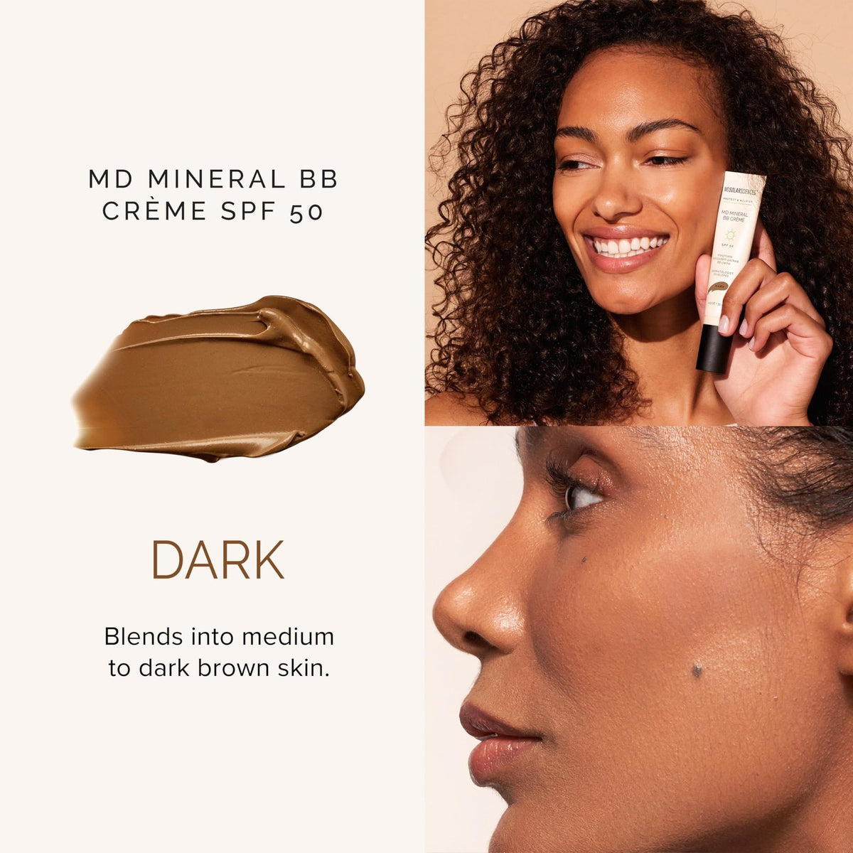 Mineral BB Cream SPF 50 Sunscreen Dark Tinted Lotion with Broad Spectrum Protection