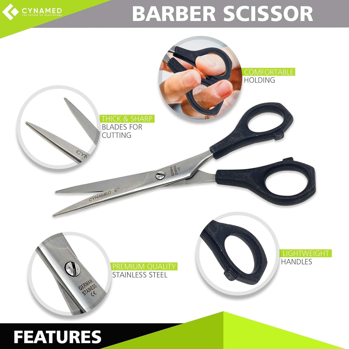 Professional Barber Hair Cutting Scissors - 2 Pairs Stainless Steel Shears