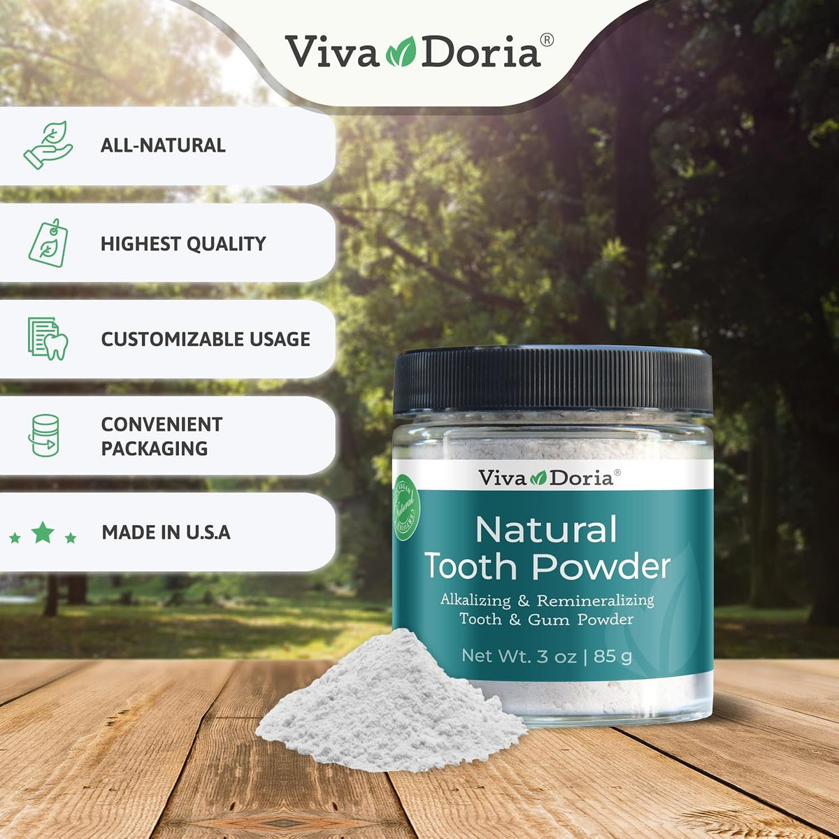 Natural Whitening Remineralizing Tooth Powder - 3 Ounce Baking Soda for Oral Health