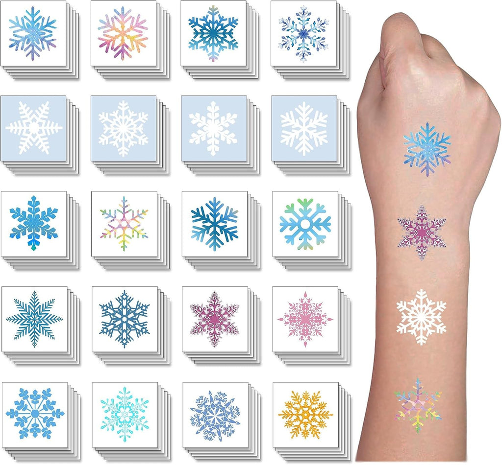 Christmas Snowflakes Temporary Tattoos for Kids Waterproof & Safe