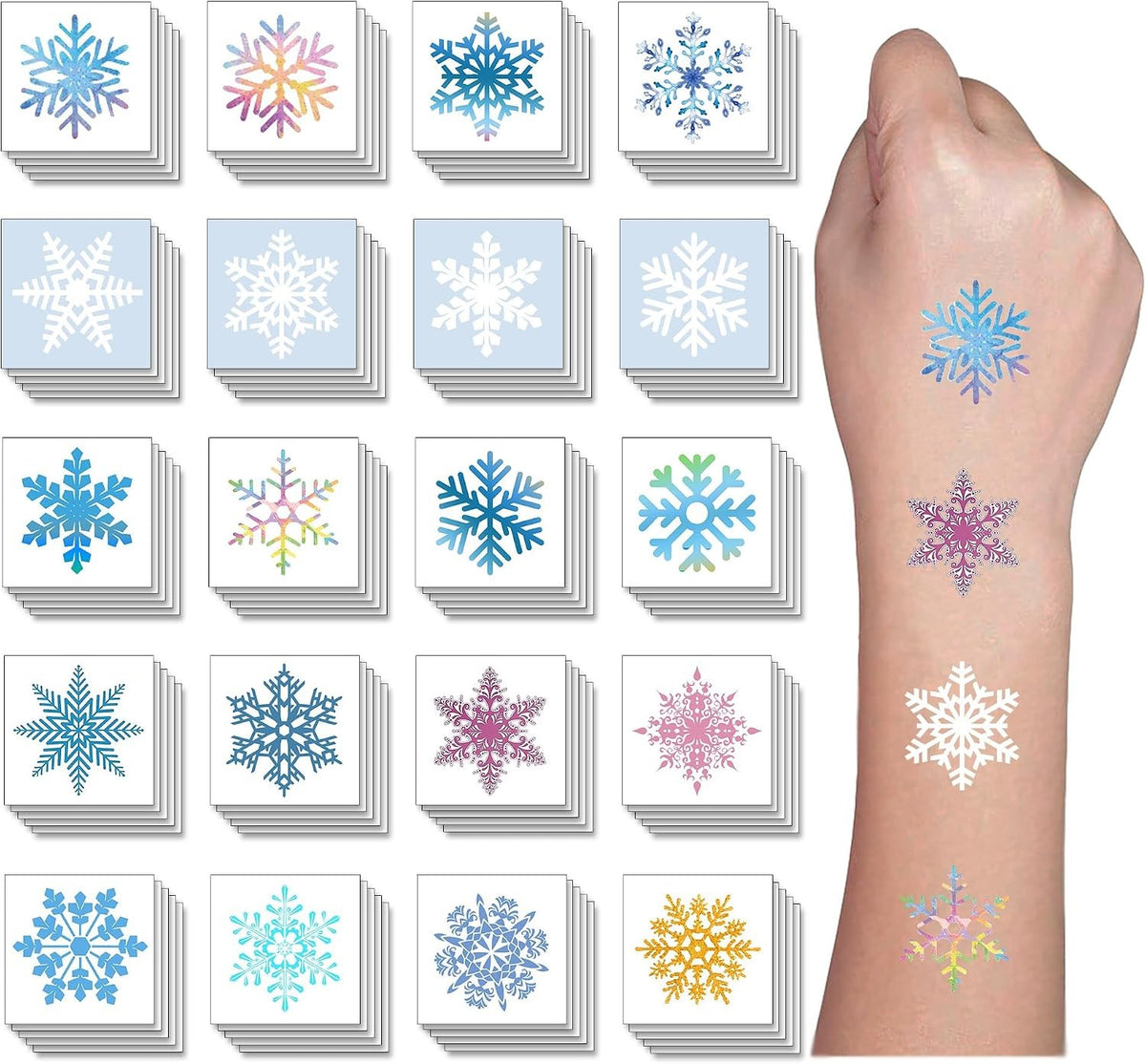 Christmas Snowflakes Temporary Tattoos for Kids Waterproof & Safe