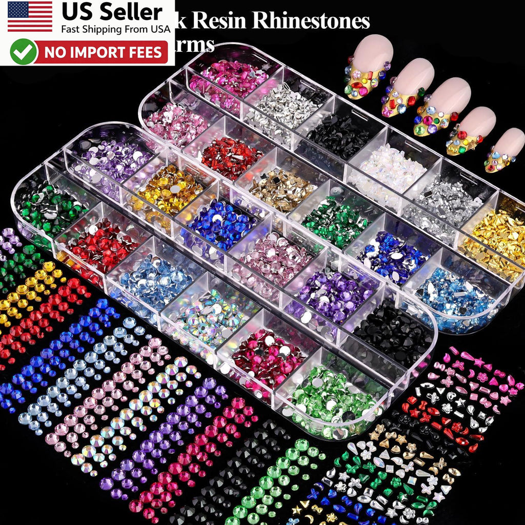 Nail Charms and Gems Kit with Pearls Flowers & Bows - 8 Boxes for Manicure