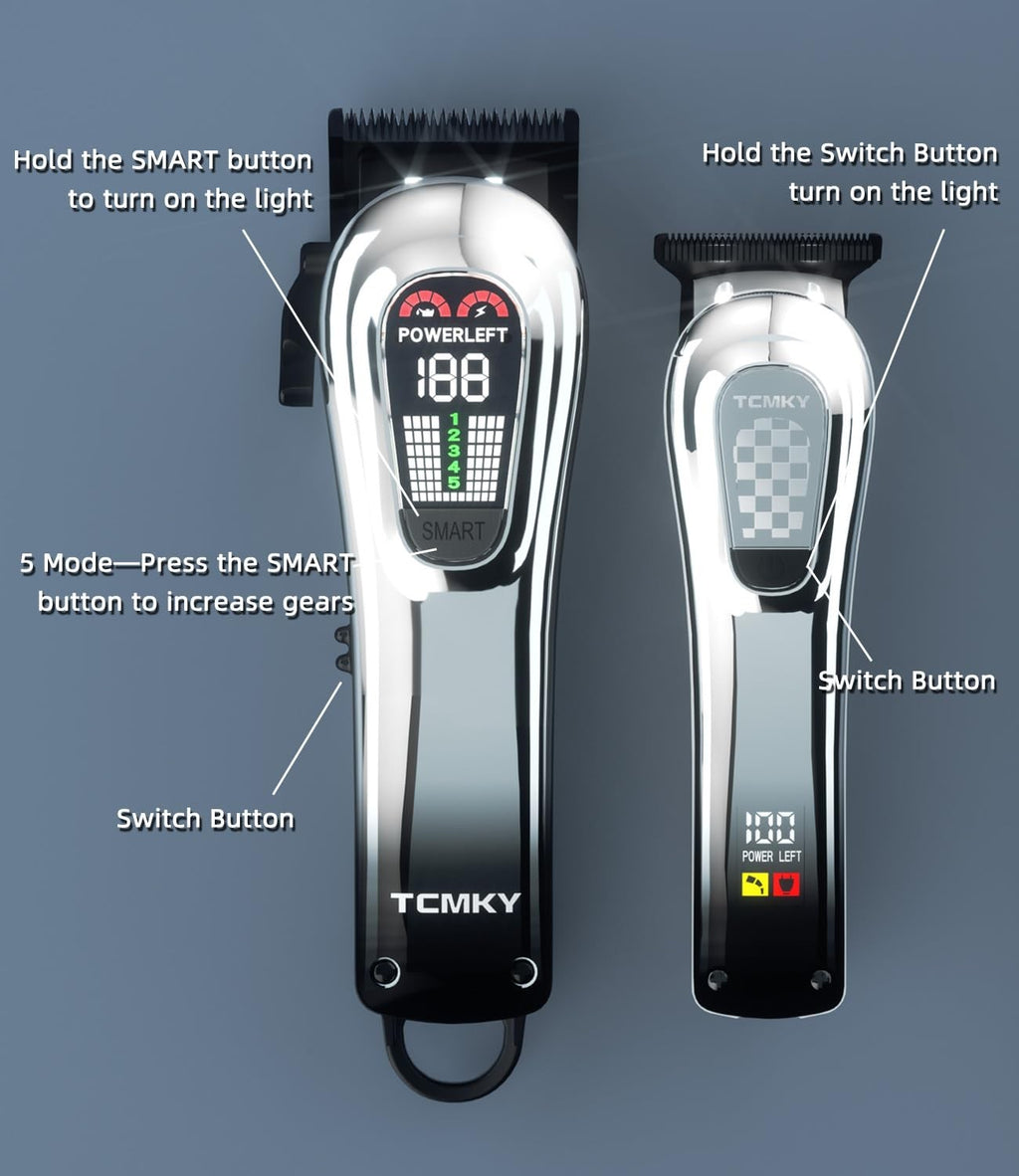 Wireless Professional Hair Clipper & Trimmer Set with Adjustable Speed