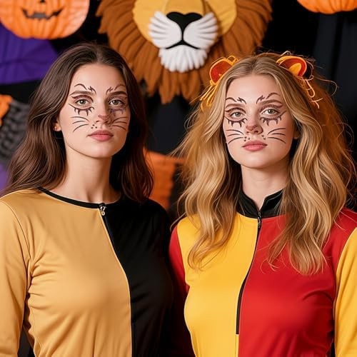 Temporary Glitter Face Tattoos - Animal Print Gems (2 Sheets) for Halloween & Costume