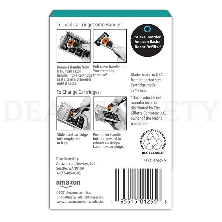 Men's 3-Blade Razor Refills - Dual Lubrication, 24 Cartridges, Compare to Mach3