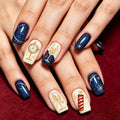 48Pcs Navy Blue Fake Nails Short Square Press On Nails for Nail Art
