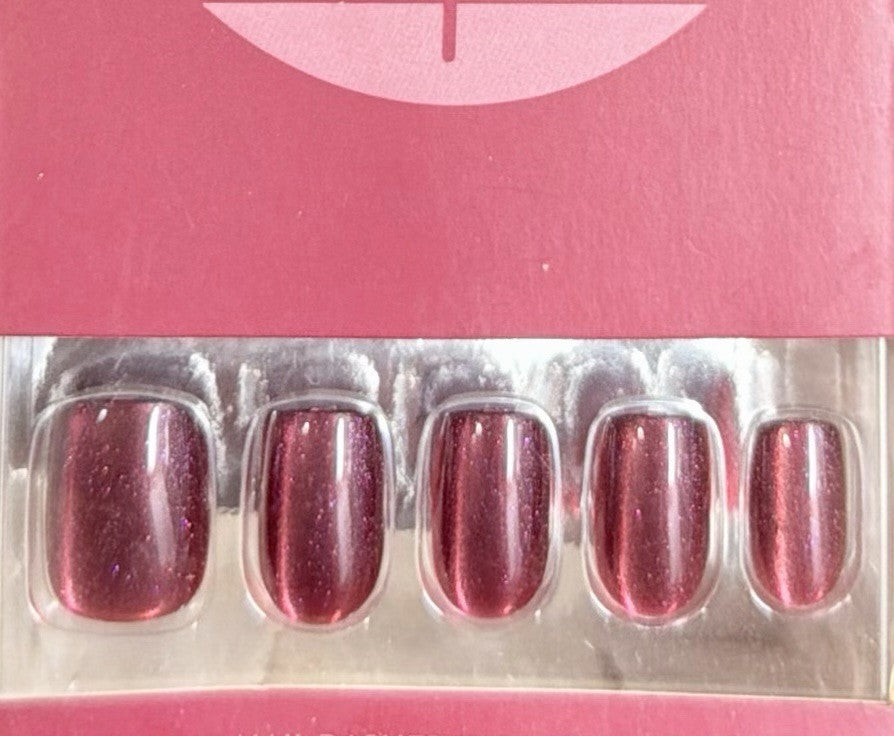 Purple Cat Eye Acrylic Short Squoval False Nails Set - Assertive Arlo