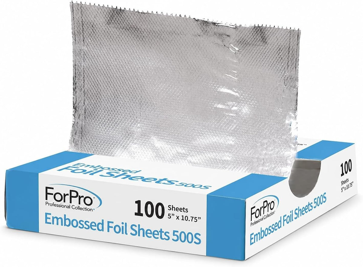 Pre-Cut Embossed Hair Foil Sheets for Salon Highlights & Coloring - 100 Pack