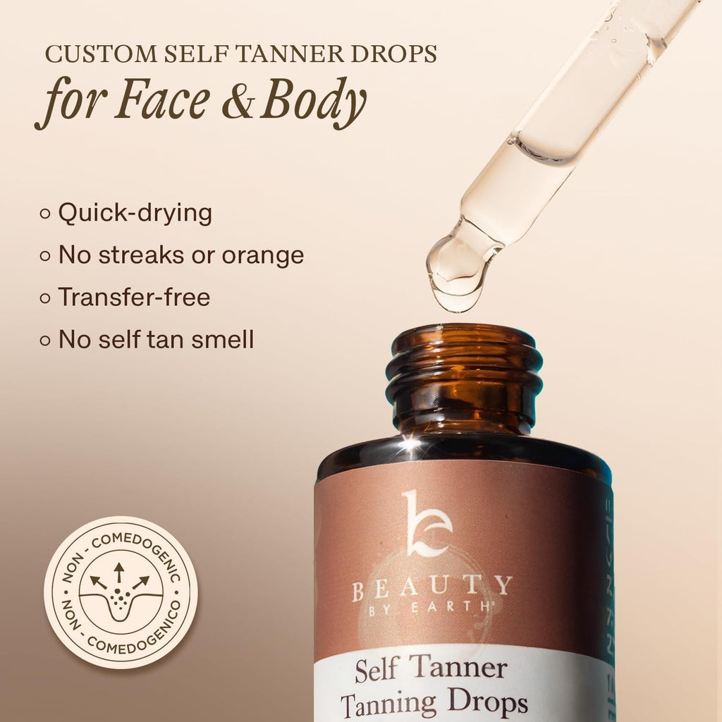 Self Tanning Drops - Organic Face & Body Sunless Tanner, Medium Tan, 30ml