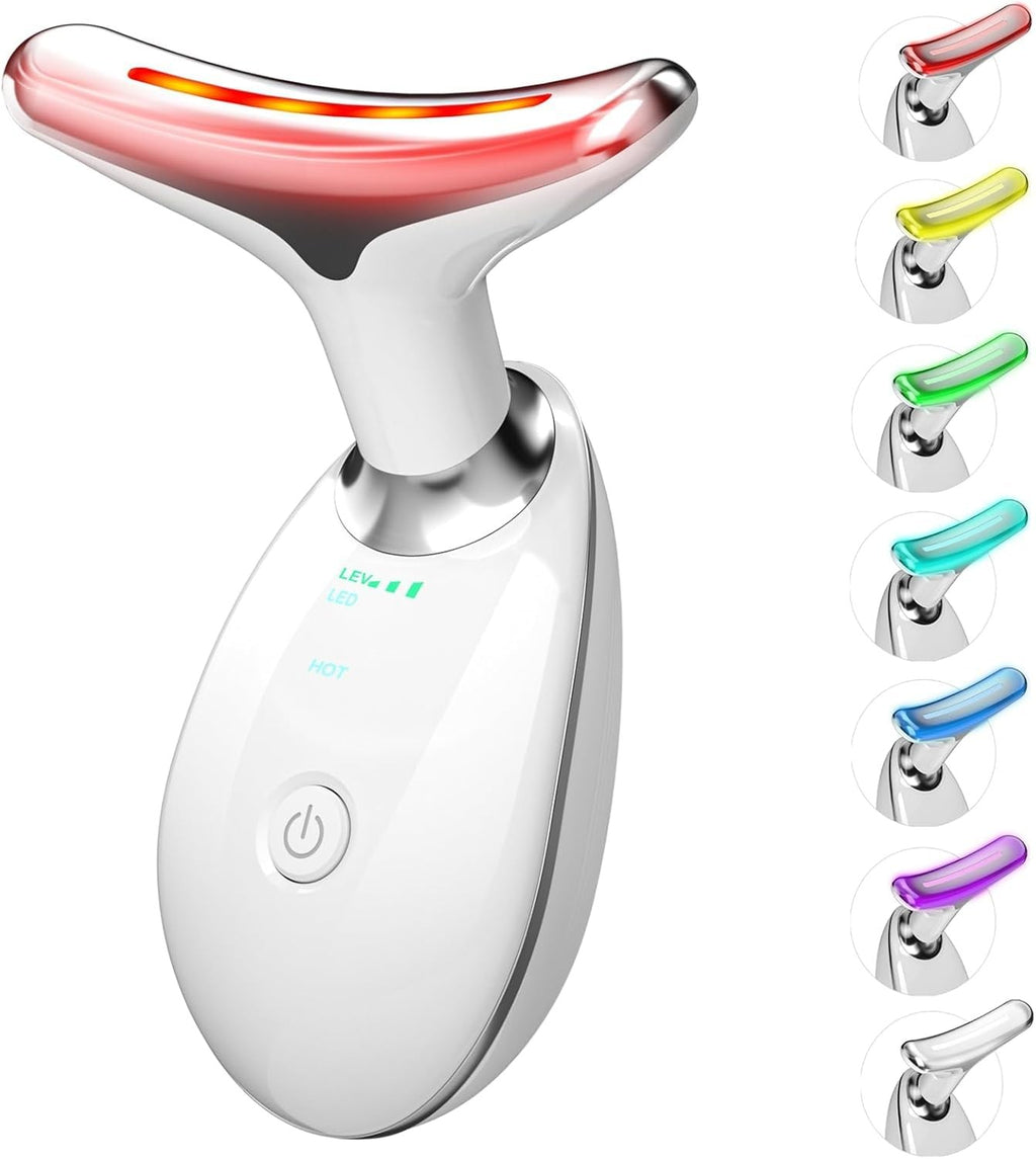7-in-1 Face Massager with Red Light Therapy & Heat - Small White-Silver