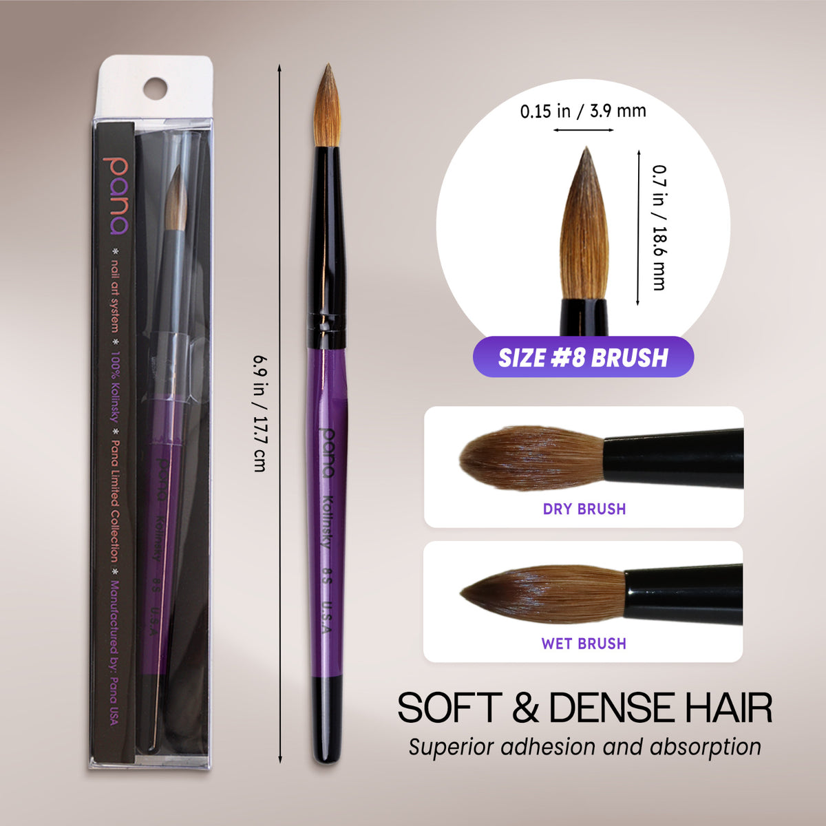 Professional Kolinsky Acrylic Nail Brush Round Size 6-22 - High-Quality Nail Art Tool