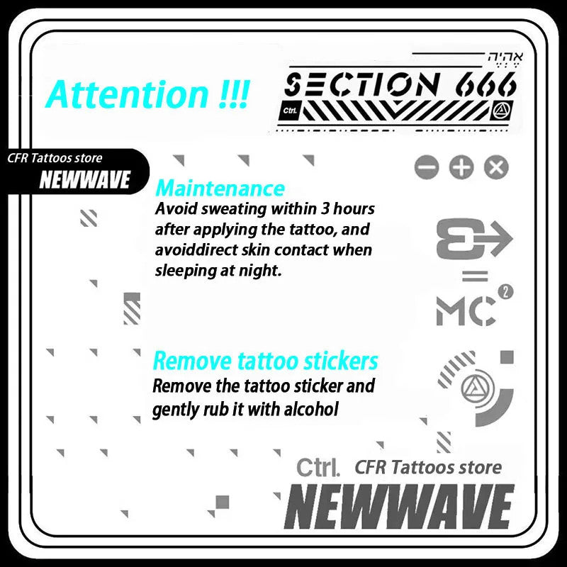 Waterproof Temporary Tattoo Set for Abdomen – Gothic Tribal Herbal Juice Design