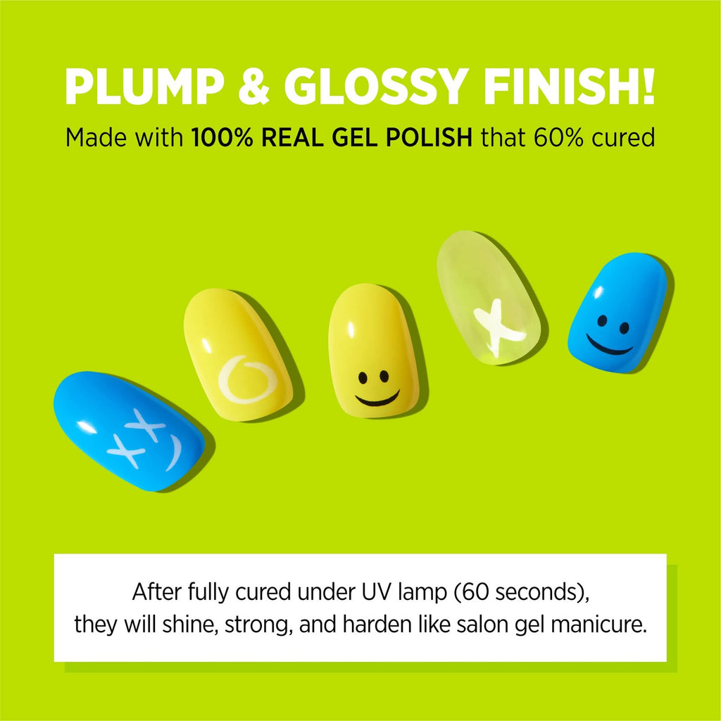 Semi-Cured Gel Nail Strips - Happy Vibes Nail Polish Stickers for Salon-Quality Nails