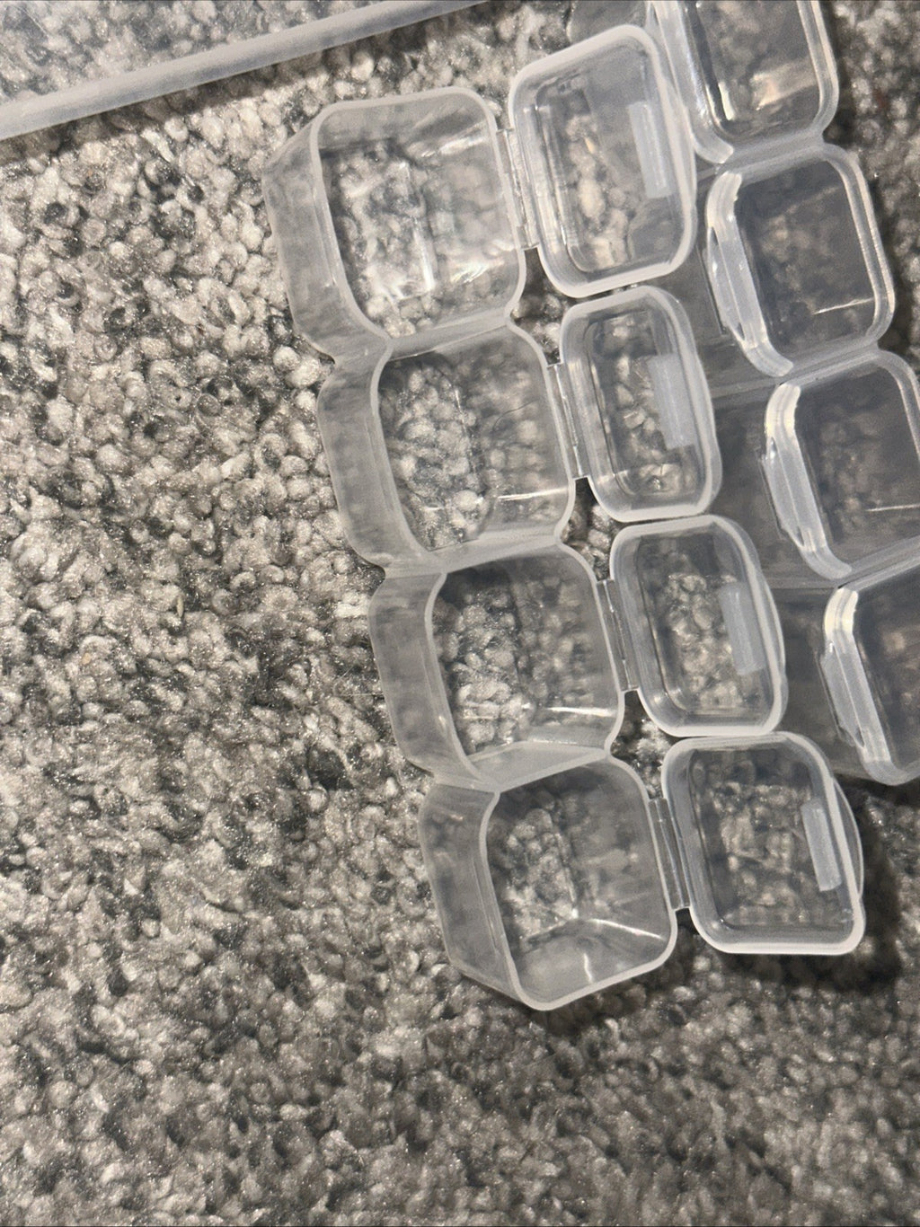 (2 Pack) 28-Grid Nail Art Storage Box with Clear Compartments & Labels, Rhinestones Organizer