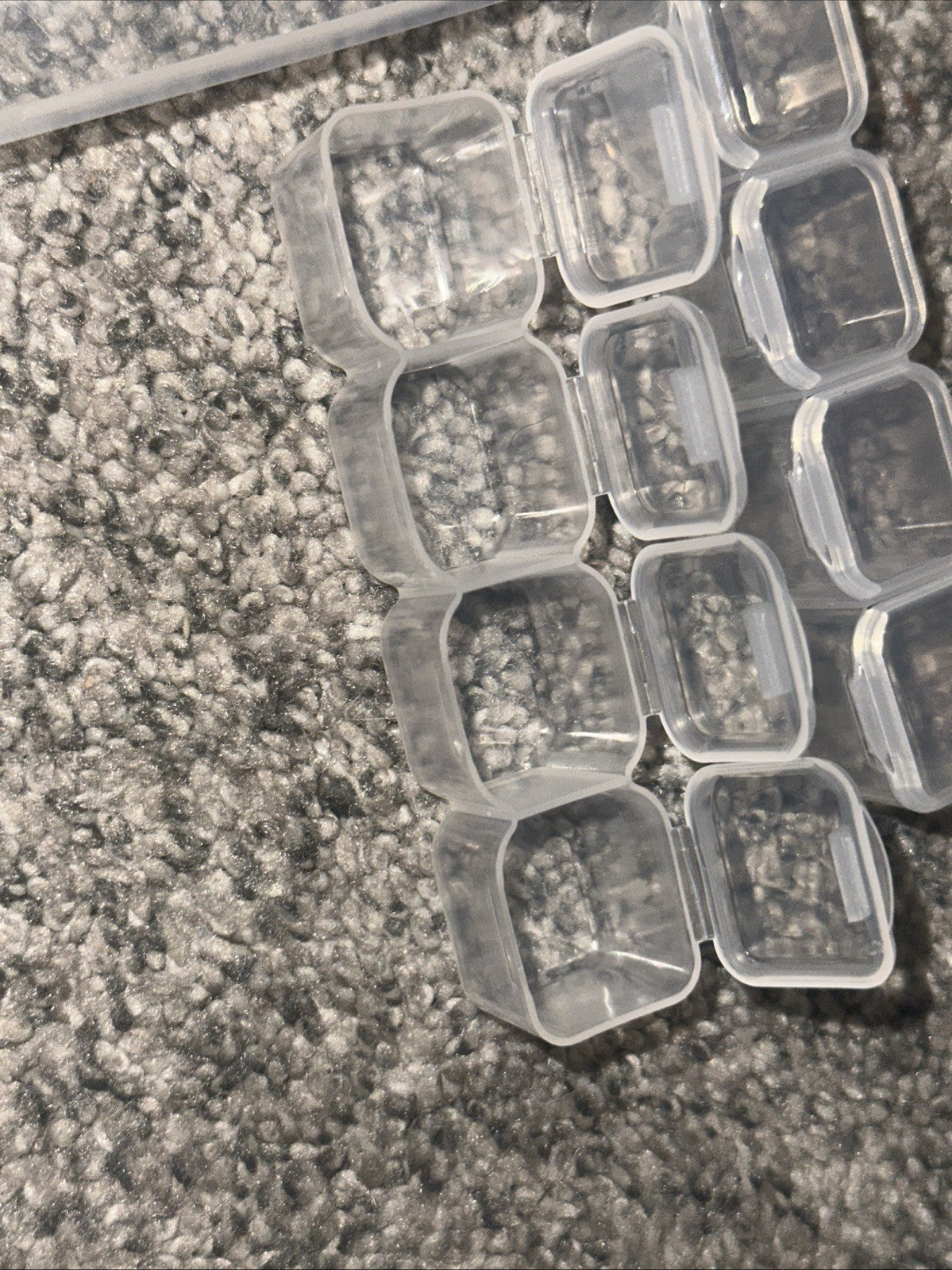 (2 Pack) 28-Grid Nail Art Storage Box with Clear Compartments & Labels, Rhinestones Organizer