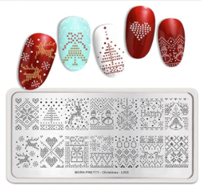 Born Pretty Christmas Nail Stamping Plate L003 - Holiday Nail Art Template