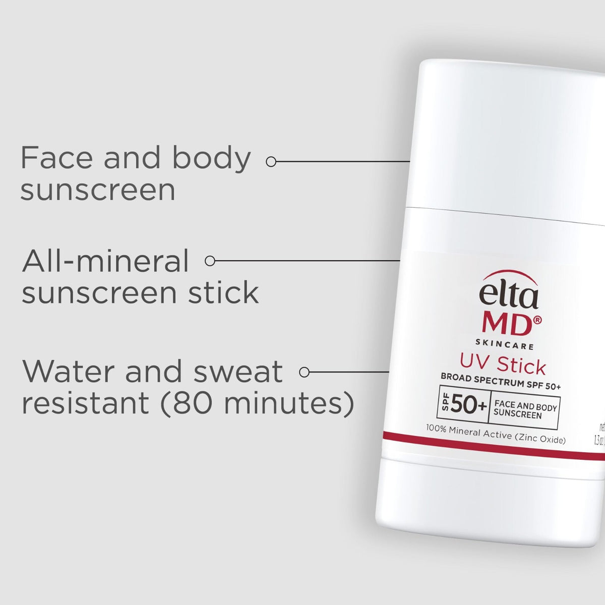 SPF 50+ Mineral Sunscreen Stick for Face & Body - Water-Resistant, Fragrance-Free