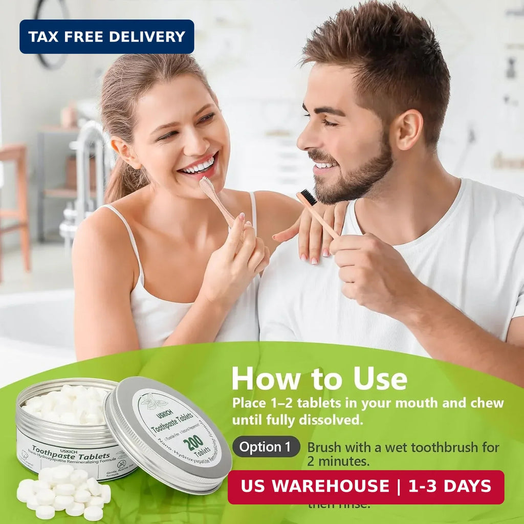 Toothpaste Tablets Natural Whitening Sensitivity Relief Eco Friendly 200 Pcs