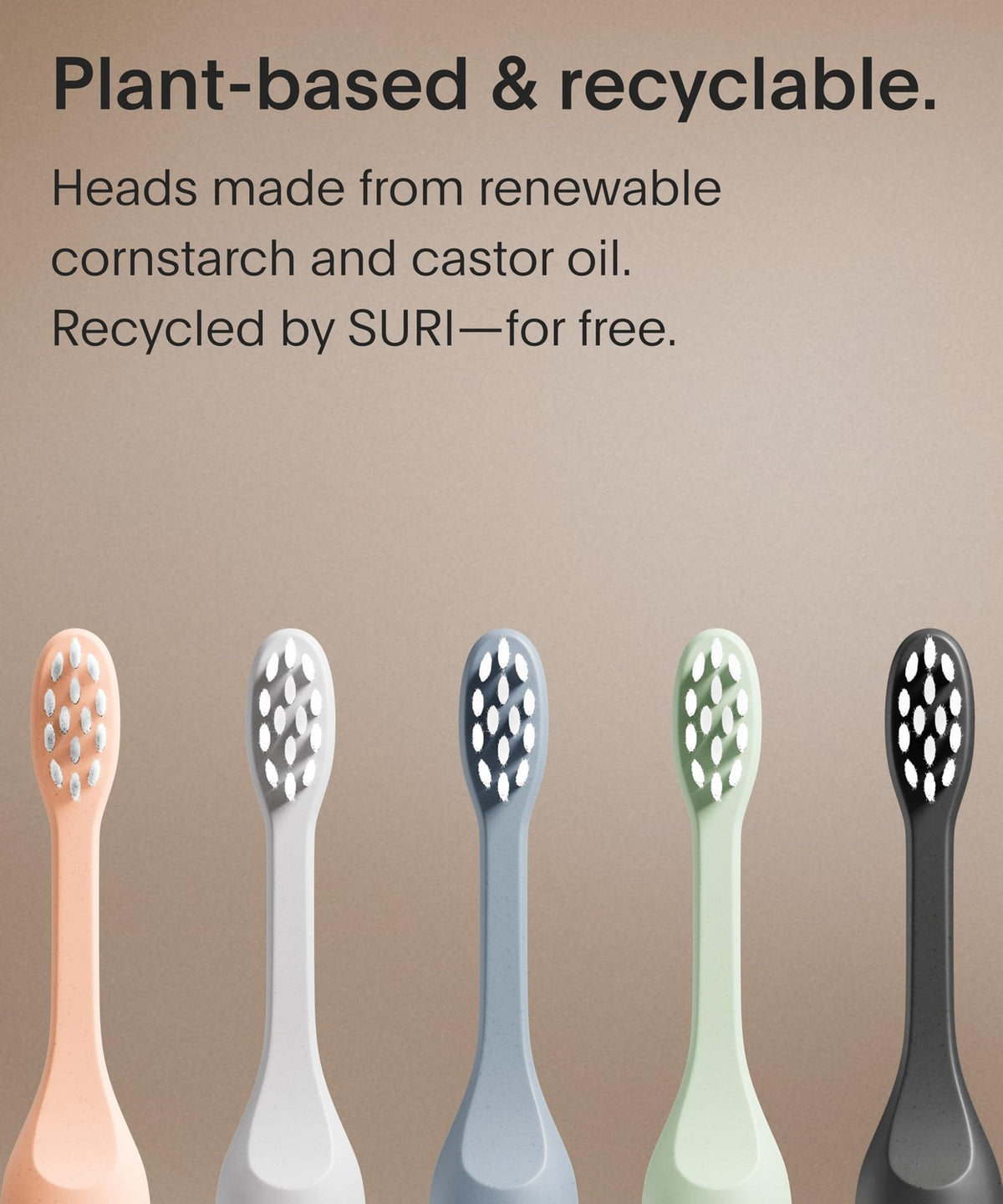 Recyclable Plant-Based Electric Toothbrush Heads with Tongue Scraper - 3 Pack